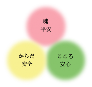 ３つの円の図（魂・不安　からだ・安全　こころ・安心）